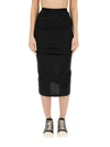 Rick Owens Ribbed-panel Crepe Midi Skirt In Black