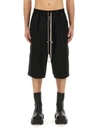 Rick Owens Bermuda Shorts With Back Pockets And Elastic Waistband In Black