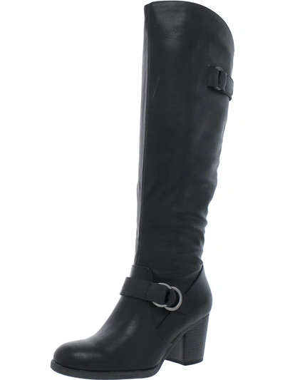 Natural Soul Trish Womens Faux Leather Tall Knee-high Boots In Black