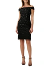 ADRIANNA PAPELL WOMENS APPLIQUE MIDI COCKTAIL AND PARTY DRESS