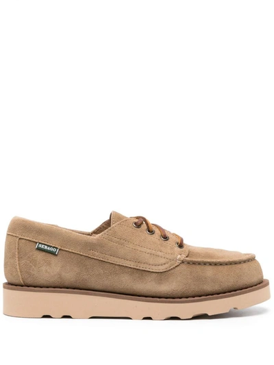 Sebago Lace-up Suede Loafers In Camel