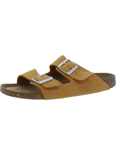 Birkenstock Arizona Bs Womens Nubuck Leather Slip On Slide Sandals In Brown