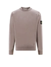 Stone Island Logo Patch Crewneck Sweatshirt In Grey