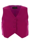 The Andamane Sleeveless V-neck Vest With Belted Waist In Purple