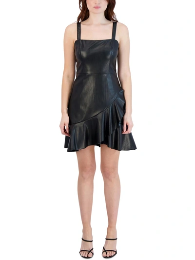 Bcbgeneration Womens Faux Leather Short Mini Dress In Black