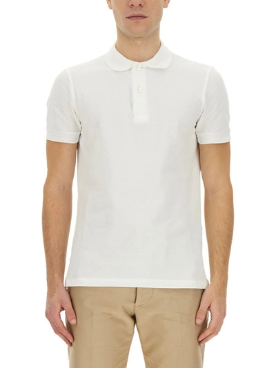 Tom Ford Towelling Ss Polo Shirt In Powder