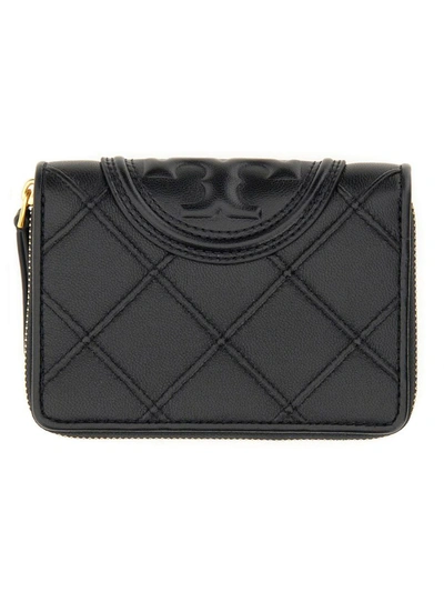 Tory Burch Double Wallet "fleming" In Black