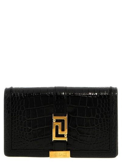 Versace 'greca Goddess' Wallet In Black