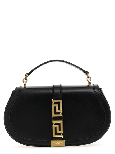 Versace Greca Handbag In Black