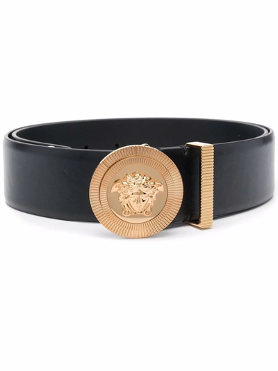 Versace Belt With Medusa Plaque In Black