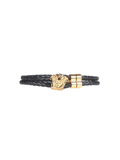 Versace Bracciale In Pelle Medusa In Black