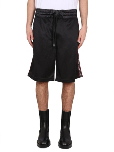Versace Jeans Couture Bermuda Shorts With Logo Band In Black