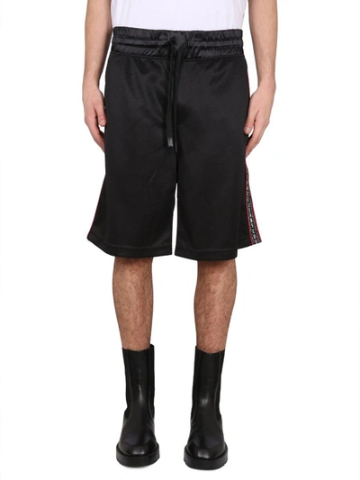 Versace Jeans Couture Logo Band Elastic Waistband Shorts In Black