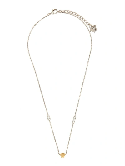 Versace Logo Necklace In Silver