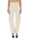 Victoria Beckham Classic Five Pocket Jeans With Button Closure In Powder