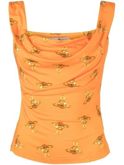 Vivienne Westwood Anna Printed Jersey Top In Orange