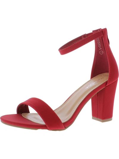 Top Moda Hannah Womens Patent Ankle Strap Pumps In Red