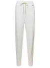 TWINSET WHITE JOGGER PANTS WITH LOGO PATCH IN BRUSHED POLYAMIDE WOMAN