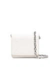MAISON MARGIELA WHITE WALLET WITH SILVER-TONE CHAIN AND STITCHING DETAIL IN LEATHER WOMAN