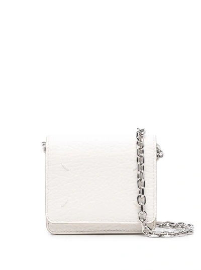 Maison Margiela White Wallet With Silver-tone Chain And Stitching Detail In Leather Woman