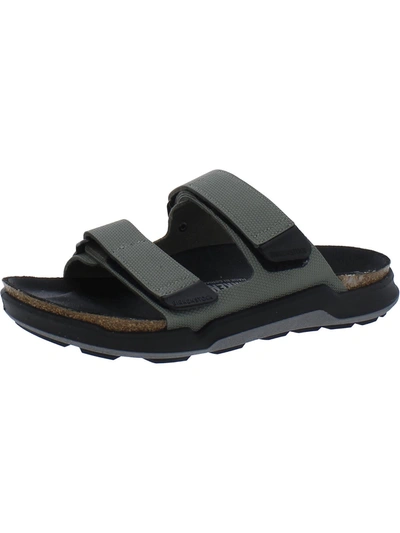 Birkenstock Atacama Womens Faux Leather Dual Strap Slide Sandals In Black