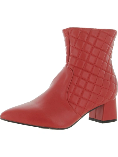 Trary Womens Pointed Toe Heel Ankle Boots In Red