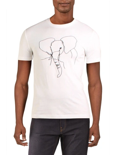 French Connection Elephant Mens Graphic Crewneck T-shirt In White