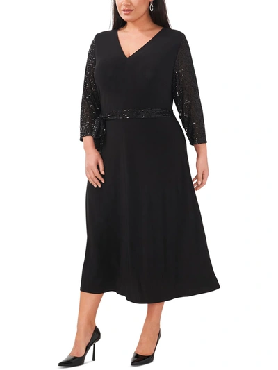 Msk Plus Womens Jersey Long Maxi Dress In Black