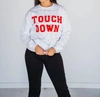 Distressed Vintage Football Lover Crewneck In White In White
