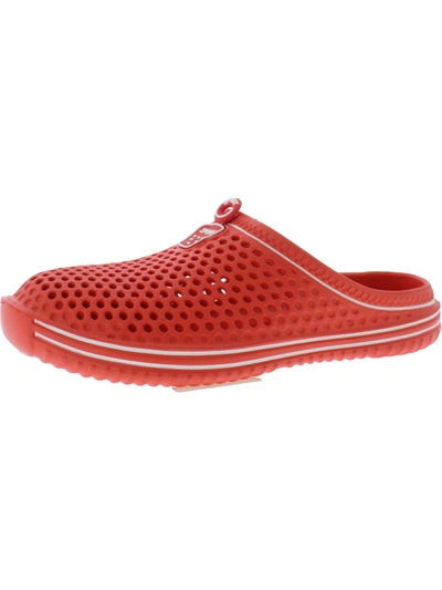 Sport Womens Round Toe Slip On Mules In Red