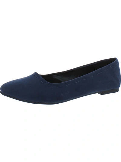 Ataiwee Womens Faux Suede Slip-on Ballet Flats In Blue
