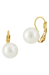 Savvy Cie Jewels 18k Gold Mother Of Pearl Leverback Earrings In Yellow