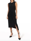 DEREK LAM 10 CROSBY LANDRY T-SHIRT DRESS WITH TWIST WRAP DETAIL IN BLACK