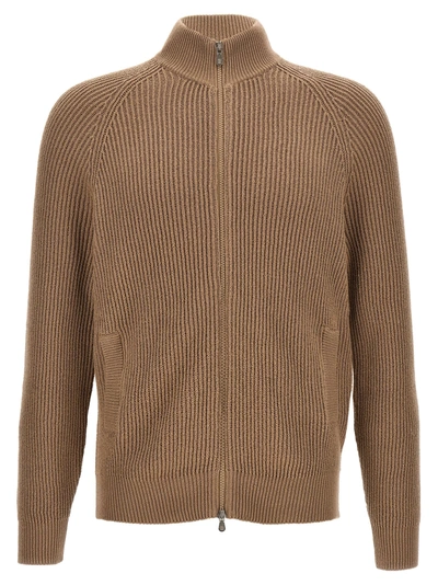 Brunello Cucinelli Knit Cardigan Sweater, Cardigans Beige