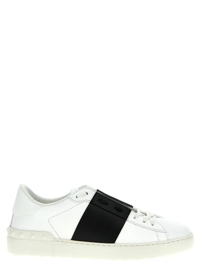 Valentino Garavani Open Leather Sneakers In White,black