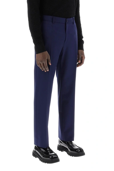 Dolce & Gabbana Pantaloni Sartoriali In Lana Stretch In Blue