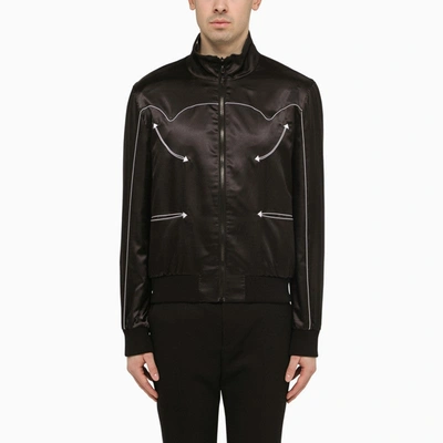 BALMAIN BALMAIN BLACK REVERSIBLE BOMBER JACKET WITH STARS MEN