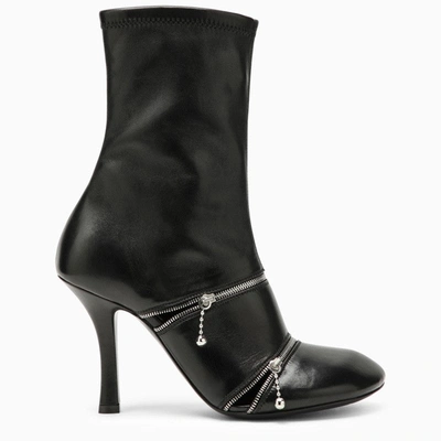 Burberry Leather Peep Boots In Black