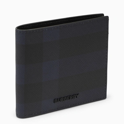 Burberry Check Pattern Navy Blue Wallet Men