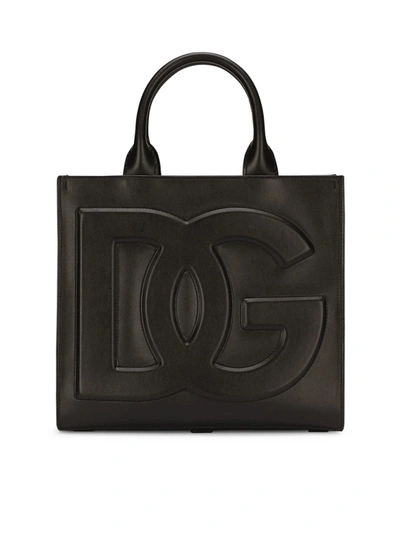 Dolce & Gabbana Tote Bag With Embossed Logo In Black