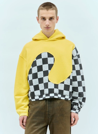 ERL ERL MEN CHECKER SWIRL HOODED SWEATSHIRT