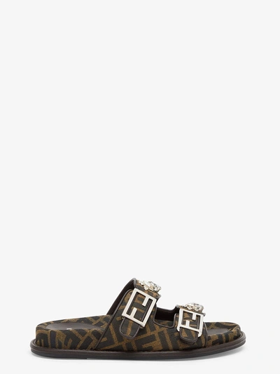 Fendi Feel Slides In Black