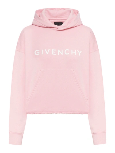 Givenchy Archetype Short Sweatshirt In Gauzed Fabric In Pink & Purple