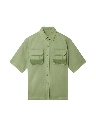 Stella Mccartney Organic Cotton Utility Shirt In Green