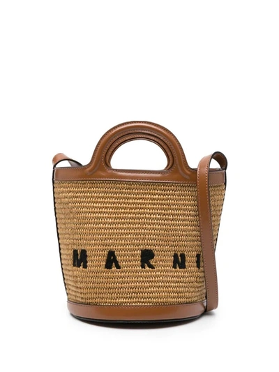 Marni Women Tropicalia Small Bucket Bag In Brown