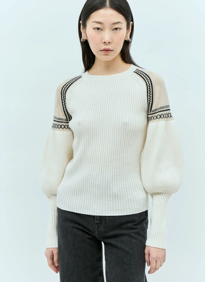 Max Mara Cosetta Jacquard-knit Wool And Cashmere-blend Sweater In Ivory