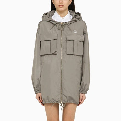 Miu Miu Tec Canvas Grey Blouson Women In Gray