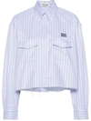 MIU MIU MIU MIU WOMEN STRIPED CROPPED SHIRT