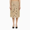 PRADA PRADA BEIGE SILK MIDI SKIRT WITH MIRRORS WOMEN