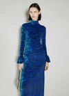Rabanne Zebra-print Velvet Turtleneck Top In Blue